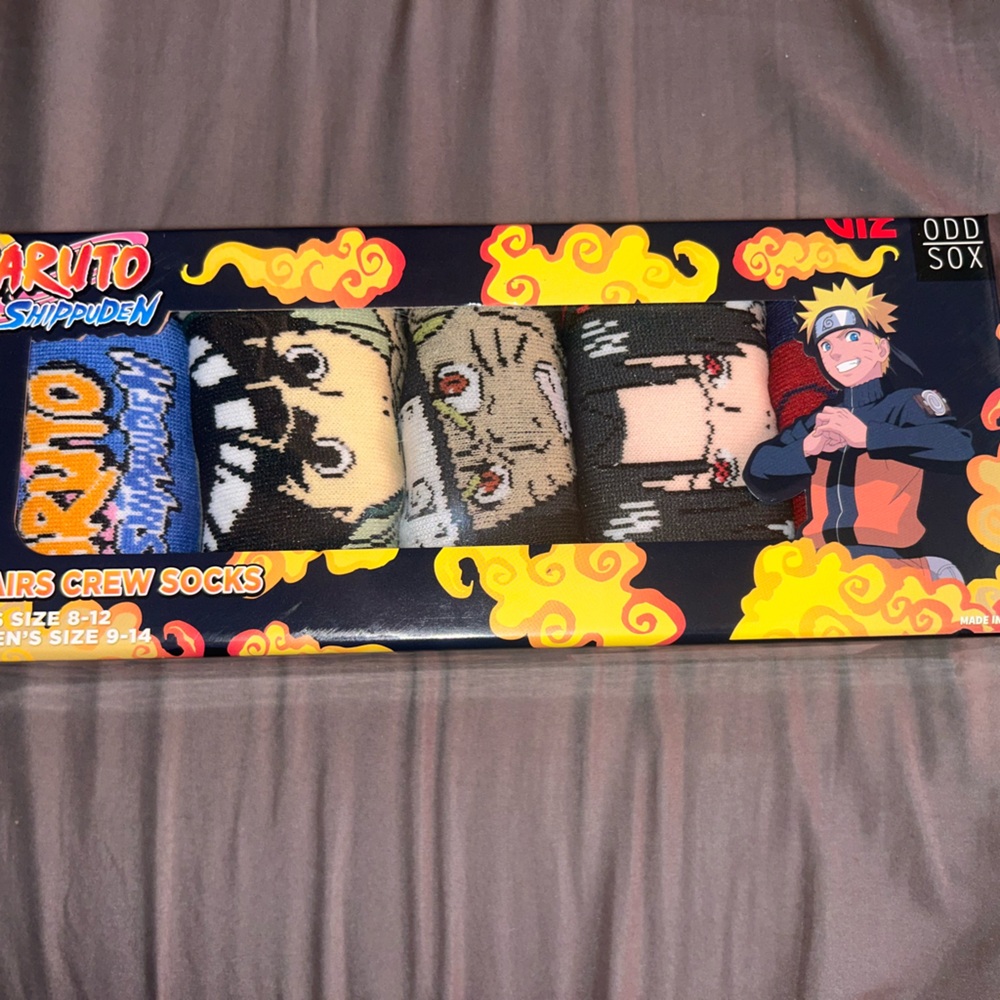 NARUTO SHIPPUDEN 5 Pairs Crew Socks (Men 8-12 Women 9-14) Anime ODD SOX